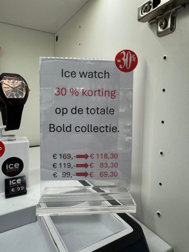 Aanbieding voor Ice Watch, 30% korting op Bold collectie met verschillende prijzen.
